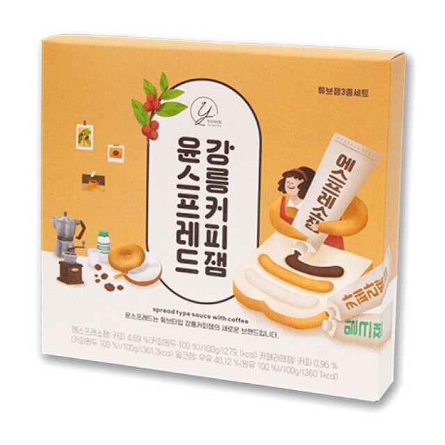 강원더몰,[특가세일]강릉커피잼 윤스프레드 튜브잼 3종세트